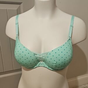 Torrid XO Plunge Push Up Green Polka Dot Bra